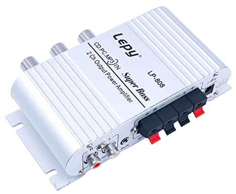 DollaTek LP-808 12V MiNi Tragbarer kabelgebundener HiFi-Verstärker mit 3A-Netzteil für Autotelefon zu Hause - Silber