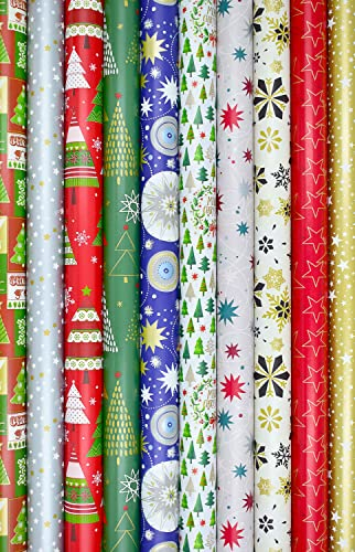 12 Rollen Geschenkpapier Weihnachten Verpackung Weihnachtsgeschenkpapier Geschenkverpackung Geburtstag Feier Papier Mix 200x70cm