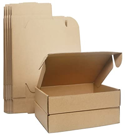 Corrugated Cardboard Shipping Boxes, 200×145×45mm Royal Mail Small Parcel PiP Postal Boxes, Brown Mailing Boxes for Business, Posting, Storing or Gift (10 Pieces)