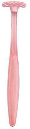 Gratte-langue en caoutchouc pour homme et femme - En forme d'arc - Brosse de nettoyage buccal - Rose - Portable et utile