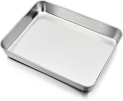 HaWare rostfritt stål bakplåt, ugnsform, rektangulär djup ugnsplåt, kakplåt för bakning/stekning, giftfri och hälsosam, diskmaskinssäker