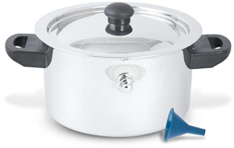 KSJONE Edelstahl-Milchkochtopf, doppelwandiger Milchkocher mit Pfeife und Trichter, Silber (1,5 Quart)