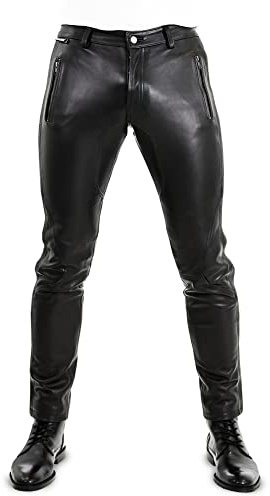 Bockle® Dangerous Pantaloni di Pelle Pantaloni da Uomo in Pelle Uomo Jeans Pantaloni in Vera Pelle, Size: 38W / 36L