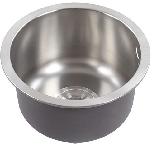 Fregadero Redondo De Cocina, Mini Fregadero Redondo Para RV, Caravana, Lavabo Redondo Con Barra De Acero Inoxidable Con Tubo De Desagüe De 30 Cm De Diámetro, Fregadero De Cocina Bajo Encimera, Lavabo