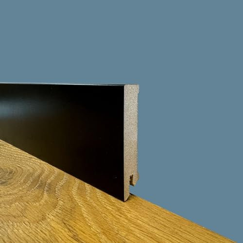 BATTISCOPA ZOCCOLINO SQUADRATO in FIBRA DI LEGNO COMPATTA 80X15 NERO (TOTAL BLACK)