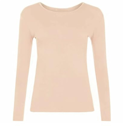 Girls Plain Tops Long Sleeve Basic Stretch Round Neck T-Shirt School Tee Top Beige 13 Years