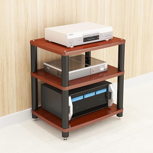 CD-displayskåp Mediaställ Multifunktionellt & modernt AV-skåp Gaminghylla Hörn-TV-ställ DVD-hylla Projektorhylla Lätt att montera för Living Gaming Inspelningsrum Hemmabio.(Walnut,60x40x64cm)