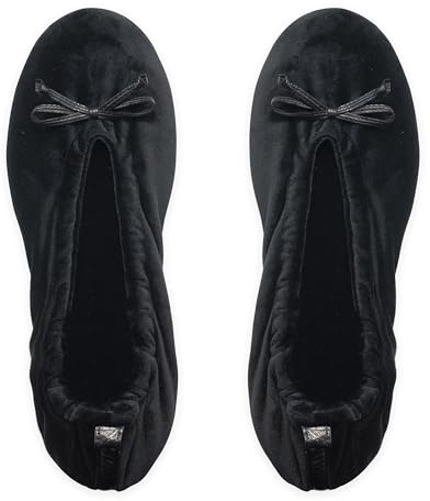 GLOVE STORY Pantofole Ballerina da Interno da Donna in Velluto con Suola in Morbida Pelle - Materiale Morbido e Confortevole - Pantofole Ballerina da Donna Morbide - Realizzate a Mano (Nero 37/38)