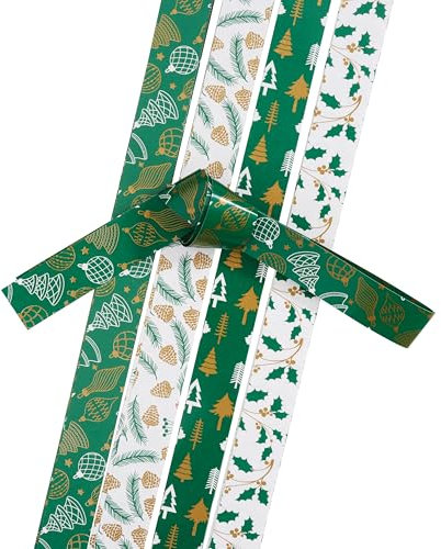 Gebrüder Bertels Papierstreifen, 15 mm, 48 Streifen, Weihnachtsdeko, Bastelpapier, Dekostreifen Winter Forest