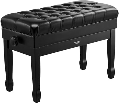 VEVOR Banc de Piano 750x360x515 mm Tabouret de Piano Hauteur Réglable, Coussin Rembourré, Banquette Siège de Piano en Bois, Compartiment de Banc de Rangement pour Livres de Musique, Chambre à Coucher