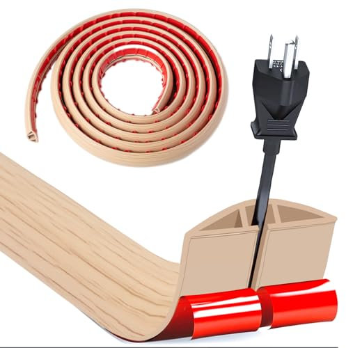 Pont de Câblage, Petit Conduit de Câblage Flexible, 3.0m X 3cm Veinage de Bois, Protection de Câblage au Sol en PVC, Conduit de Câblage Extérieur pour Bureaux Appartements Entrepôts Hôtels