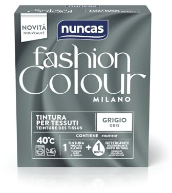 Nuncas Fashion Colour Milano - Gris - Kit de teinture textile - Prêt à l'emploi avec lessive post-traitement (180 g - 75 ml)