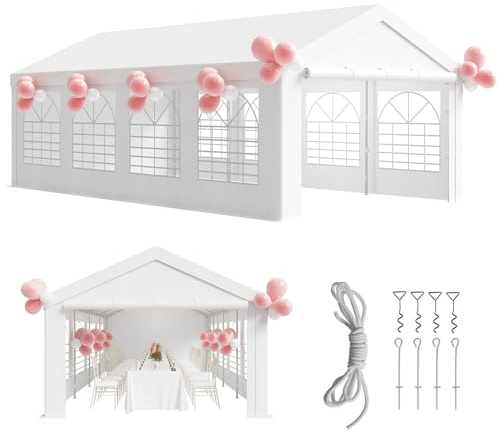 Airfish Tente de Reception 4x8 Imperméable, Résistante au Froid, Tonnelle de Jardin Exterieur UV 50+, Barnum pour Fête de Jardin, Fête de Vacances sous, Mariage Chapiteau, Blanc