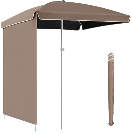 GSKDZG Ombrellone Da Spiaggia Quadrato 1.6m 2m Ombrellone Da Giardino Con Tenda Parasole, Per Esterno, Campeggio, Giardino, Patio, Piscina, Mercato, Tavolo(Brown,160cm/5ft)