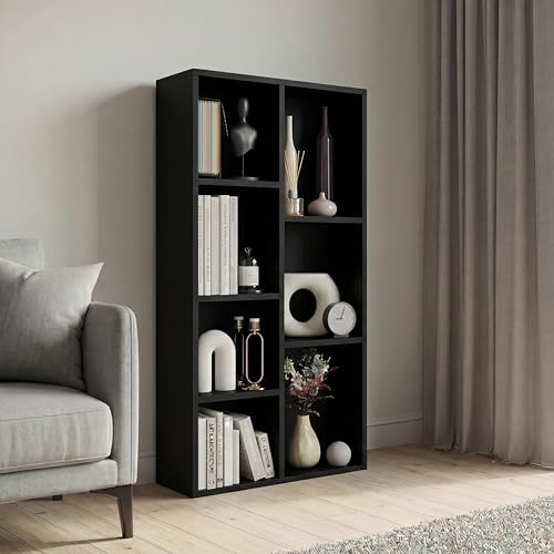 Vida Designs 7 Cube Storage Unit, Black, Wooden Shelving Display Storage Unit Office Living Room Furniture