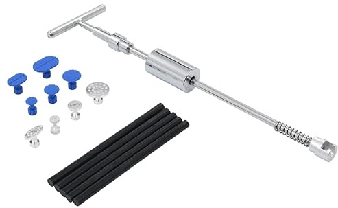 Ziaphsol Juego de 15 herramientas para quitar abolladuras para carrocería del coche, martillo deslizante, 44,5 cm, adaptador de tracción adhesiva, adaptador de aluminio, barras de pegamento para