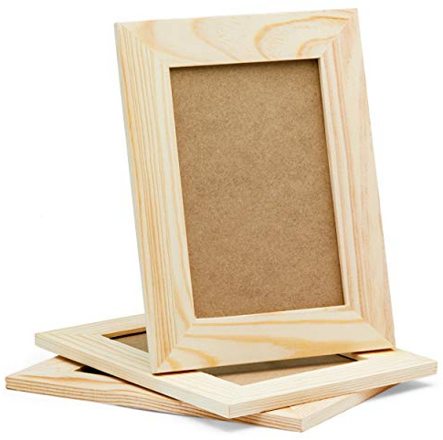 DIY Picture Frames, 4x6 Craft Frames Set, Unfinished Solid Pine Wood DIY Photo Frames, For Arts and Crafts DIY Painting Projects, Set of 3 (6x8 Frame Size Holds 6x4 Pictures) For Adults and Kids Craft
