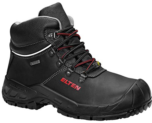 ELTEN Sicherheitsschuhe Renzo GTX XW Mid ESD S3 CI, Damen und Herren, Leder, Stahlkappe, leicht, robust 41, Schwarz