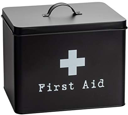 Harbour Housewares Vintage Metal Erste Aid Box - 29cm - Schwarz