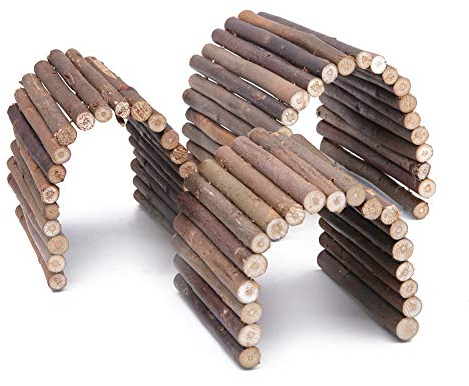 Wudong 3 Stück Holzleiter Kaubrücke Versteck Hauszaun Flexible Klettertreppe für Hamster Reptile Eidechse Schildkröte Igel Kleintier Kauspielzeug