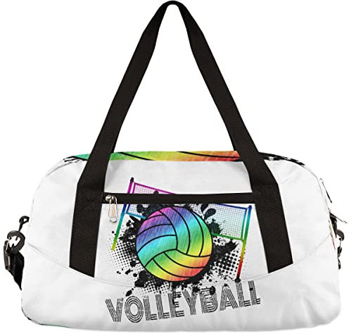 Sport Rainbow Volleyball Kids Duffle Bag for Boys Girls Dance Bag, Sport Gym Bags Overnight Travel Bags Teen Kids Weekender Bag for School Practice Gymnastic Ballet