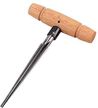 Ogdni Tapered Reamer Wood Hand Held Reamer T Handle Tapered 4 Fluted Chamfer Reaming Guitar Woodworker Cutting Tool