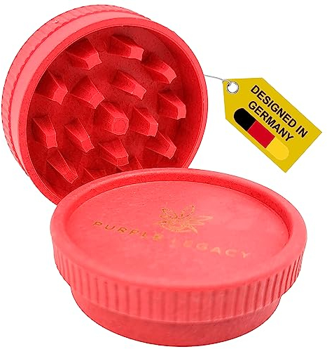 PURPLE LEGACY® Premium Grinder Set Moulin à pollen maniable et pratique en fibres végétales Broyeur pour herbes, épices, épices ø 55x25 mm Eco broyeur bio en 2 parties pour herbes sèches et Spices