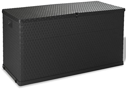 WIFESE 120x56x63 cm Garten Aufbewahrungsbox 420 L Gartentruhe Auflagenbox Kissenbox Box mit Deckel Outdoor Gartenboxen Abschließbare Box Storage Boxes Gartenschrank Anthrazit PP Rattan Optik