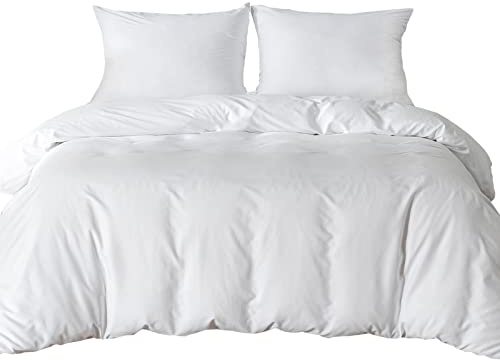 Sängkläder för king size-sängkläder, påslakan med 2 st örngott, mjuk mikrofiber, polyester, påslakanset (vit)