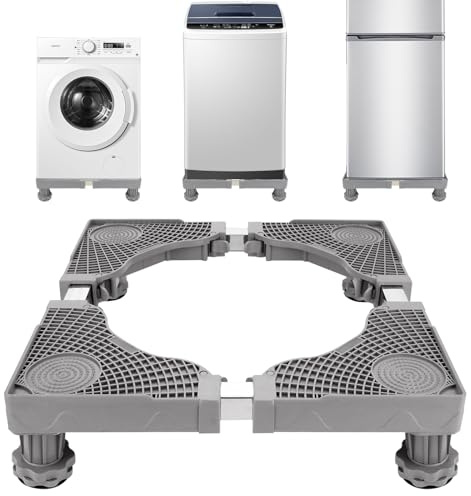 YOUNTHYE Tvättmaskinsunderskåp, underrede för tvättmaskin med 4 vadderade fötter, 300 kg lastkapacitet, tvättmaskinsskåp för torktumlare och tvättmaskin, längd 43–67 cm, höjd 10–13 cm