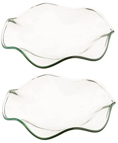 TOPPERFUN Lot de 2 Coupelles Bougie en Verre Transparent, Plat Délicat pour Lampe Aromathérapie, Accessoires pour Lampes à Parfum et Fournaises, Design Chic et Élégant pour Maison et Salon