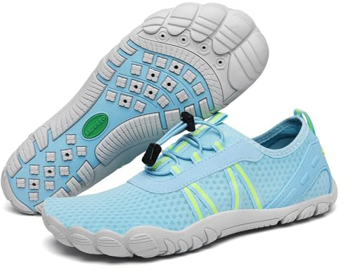 SAGUARO Unisex barfota badskor halkfria barfotaskor snabbtorkande vattenskor med dräneringshål storlek 36–48, blå, 40 EU