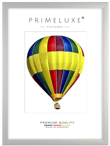 PrimeLuxe Cornice portafoto in legno 36 x 50 cm (dimensione dell'immagine) in argento opaco | Colore e dimensione selezionabili | Cornice per poster | Puzzle | Foto collage | PRODUZIONE TEDESCA