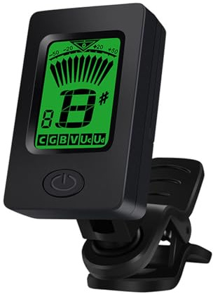 IWOMA Afinador de guitarra con clip para bajo ukeleles, afinador preciso con pantalla LCD, afinador digital para instrumentos de cuerda