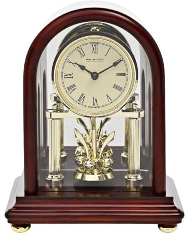 Wm. Widdop W3418 Horloge de cheminée avec pendule rotative Finition noyer foncé