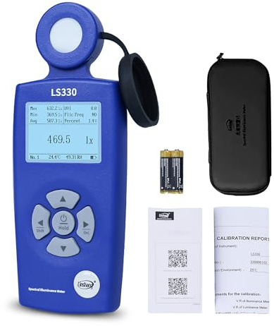 Light Meter Lux Meter, High-Precision (0-1,000,000 Lux), Measures Lux/CCT/CRI/UV/Spectral Curve, Portable & Instant LS330 illuminance meter for Lighting Design/Plant Growth/Photography, GOLDCHAMP