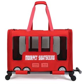 Galatée Cochecito para Mascotas, Bolsa De Viaje para Perros con Ruedas Extraíbles, Bolsa De Transporte Portátil para Gatos, Bolsa Plegable para Perros para Viajes, Camping y Exteriores(Rojo)