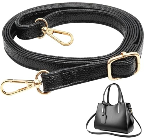 JOOTUEPO Correa de Cuero para Bolso Cruzado de Repuesto Largo Ajustable, Reemplazo Universal de 150cm Correas para Bolsos, para el Bolso Bandolera Maletín Monedero Bandolera Correas Negro