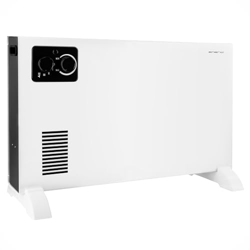 EMERIO Calefacción eléctrica convector, hasta 20 m², 2000 W, termostato ajustable, 3 niveles de calor (750 W/1250 W/2000 W), protección contra vuelco y sobrecalentamiento, ventilador turbo, móvil/asas