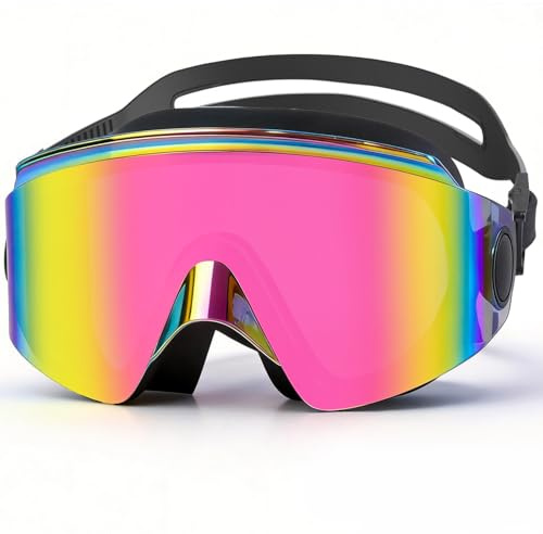 Victoper Máscara de natación antivaho para adultos, máscara de natación con lentes grandes, protección UV, para hombres y mujeres