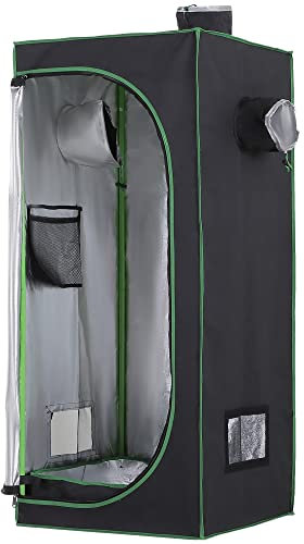 Outsunny Rideau hydroponique en Oxford 600D avec 3 prises d'air réglables et fenêtre, serre hydroponique pour culture avec trou pour câbles d'intérieur, 60 x 60 x 140 cm, noir