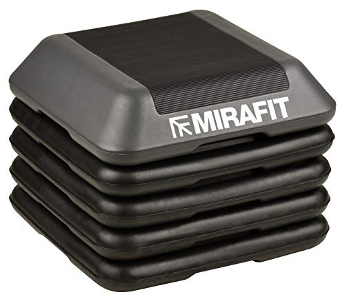 Mirafit Deluxe 40cm Adjustable Gym Stepper Board - Black/Grey Exercise Step Platform