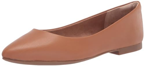 Amazon Essentials Women's Pointed-Toe Ballet Flat, Camel, 6