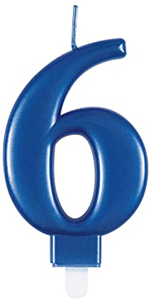 Dazzling Metallic Blue Number 6 Birthday Candle - Perfect Cake Topper for Unforgettable Milestones - 1 Pc