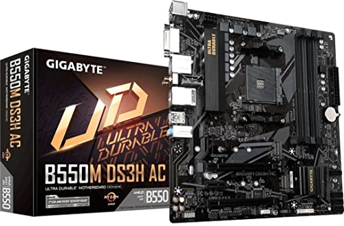 GIGABYTE B550M DS3H AC (AM4 AMD/B550/Micro ATX/Dual M.2/SATA 6Gb/s/USB 3.2 Gen 1/PCIe 4.0/HMDI/DVI/DDR4/carte mère)