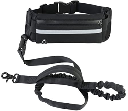 HWGING Guinzaglio da jogging per cani con marsupio, linea a mano libera, cintura riflettente, cintura addominale per attività all'aperto, jogging, camminata, corsa notturna