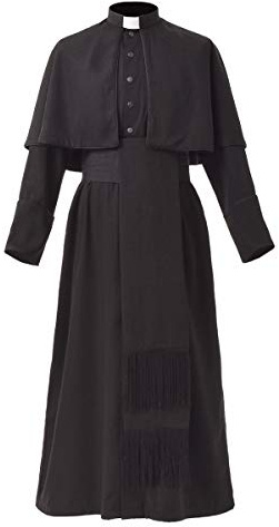 BLESSUME Catholic Cassock Prêtre Robe Longue avec Cincture Band Belt(3XL,Robe noire avec ceinture)