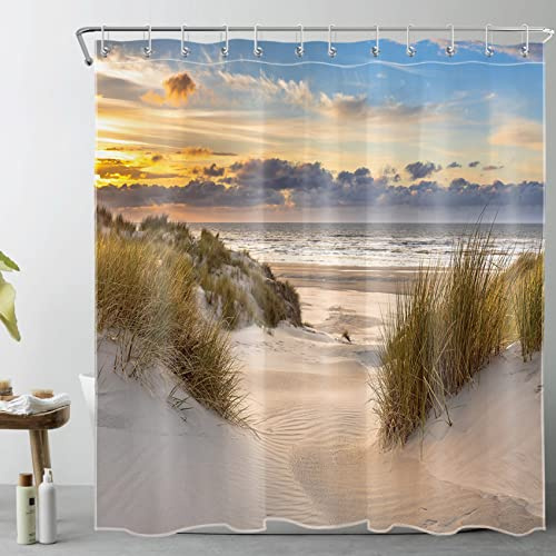 LB Duschdraperi Tropisk Kustnära Strand Gardiner för Badrum,180x200cm