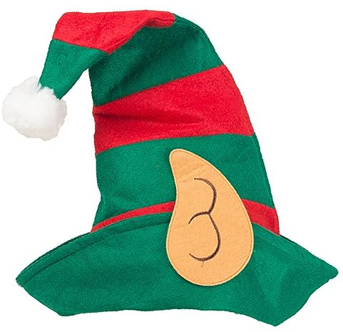 Ankelesz Santa Hat Christmas Elf Hat with Attached Ears Green and Red,Christmas Hat for Kids and adult