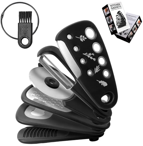 Set di utensili da cucina 6 in 1, mini pelapatate, accessori da cucina salvaspazio, accessori da campeggio, grattugia per formaggio, apribottiglie, tagliapizza, aglio e zenzero, taglia rosmarino